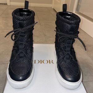 CHRISTIAN DIOR Black Leather/Mesh Resille Dior Solar Flat Boot Size 38/8